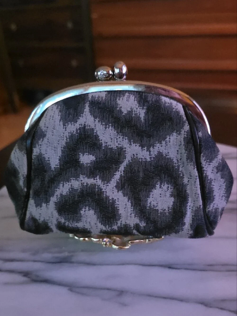 Vivienne Westwood Black and Gray Animal Print Kiss-Lock Coin Purse
